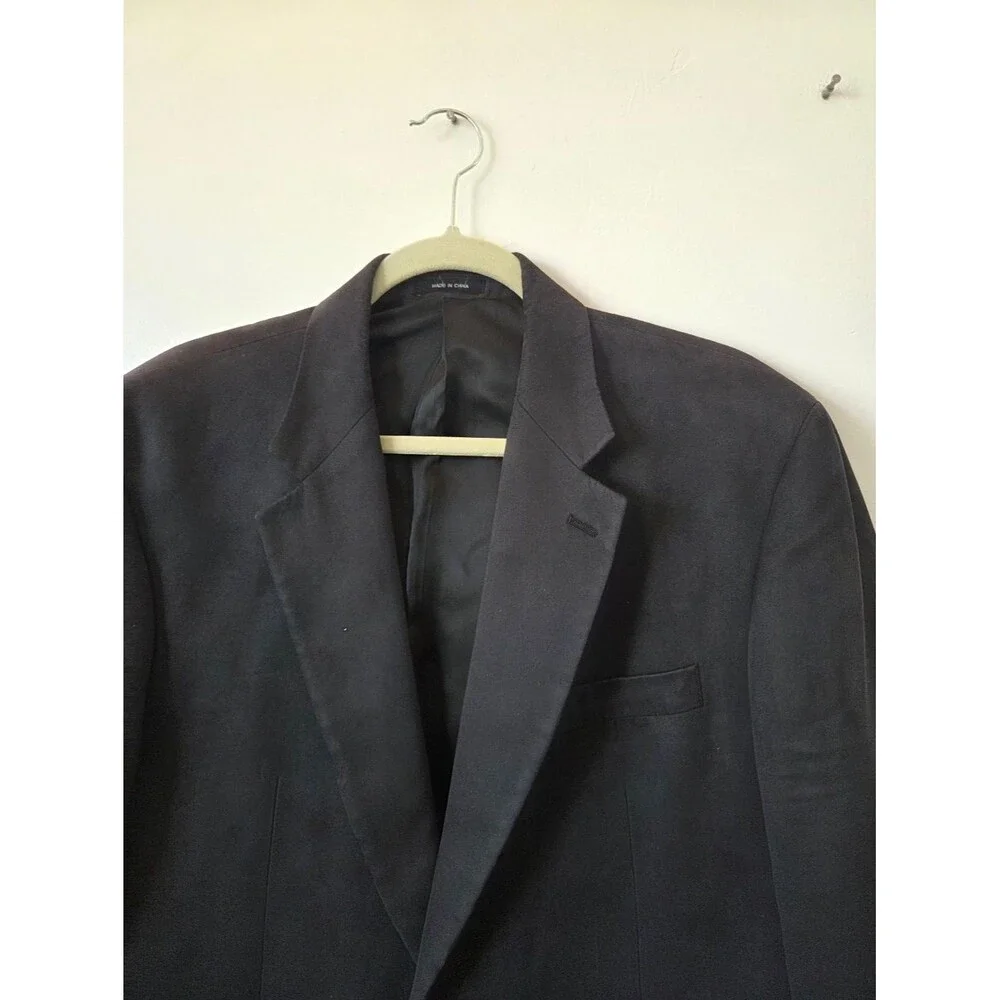 Chaps Faux Suede Black Blazer Sport Jacket Men's 42 L Single Breasted Retro